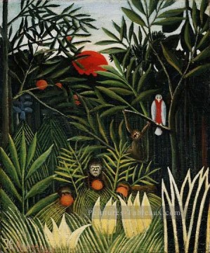  primitivisme tableau - paysage avec des singes Henri Rousseau post impressionnisme Naive primitivisme